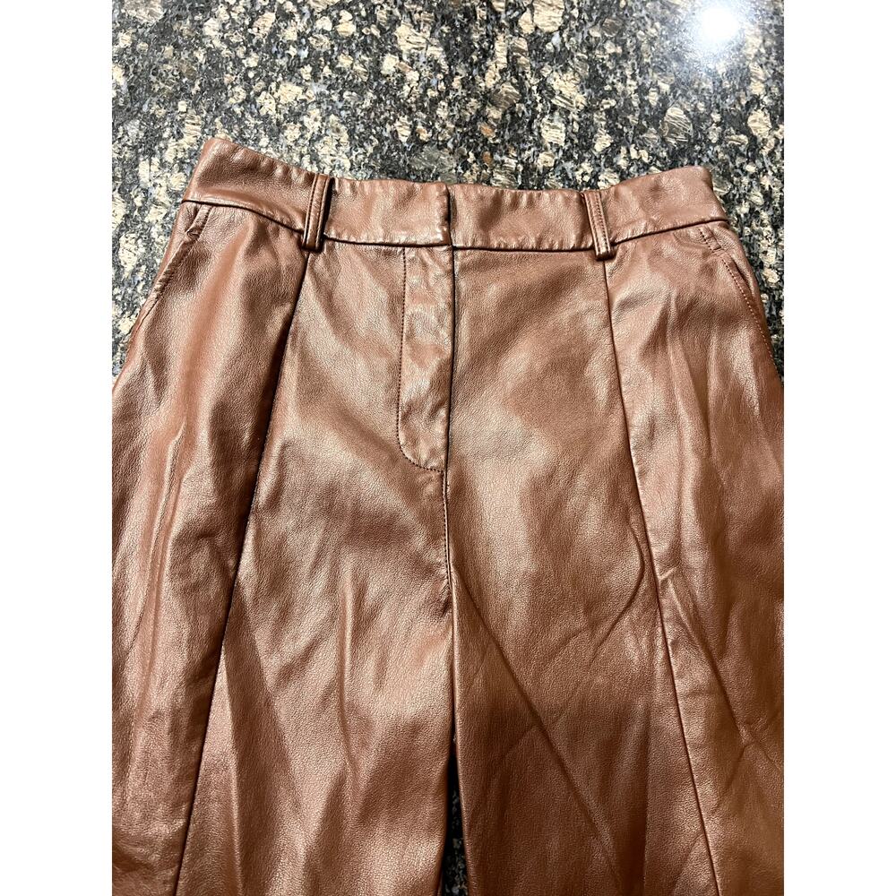 Woven Cropped Jacket and Faux Leather Culotte Pants Set - Brown/Tan - Picture 10 of 12
